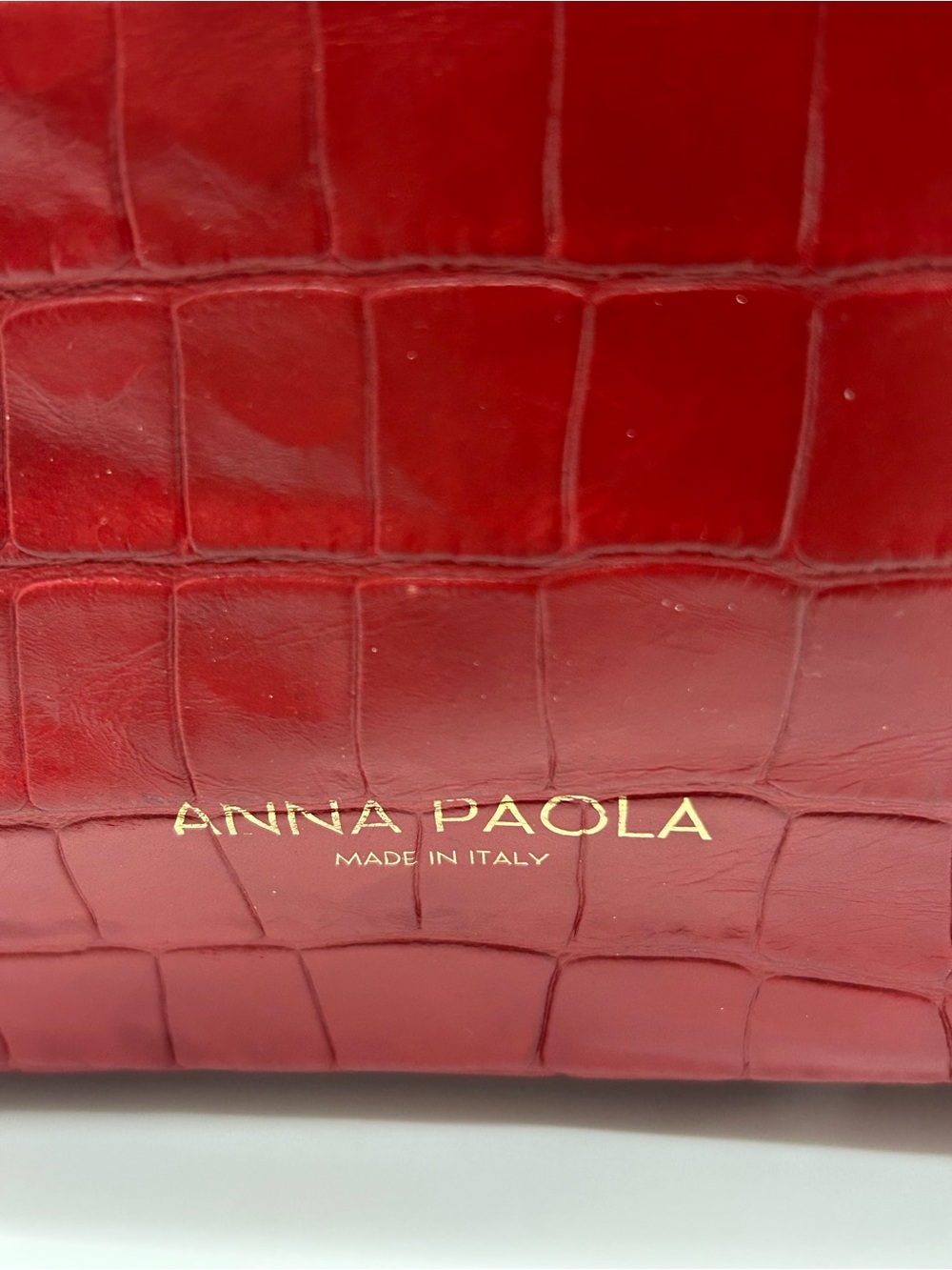 Anna Paola Made In Italy Leather Red Croc-Embossed Hand Bag - Picture 2 of 8